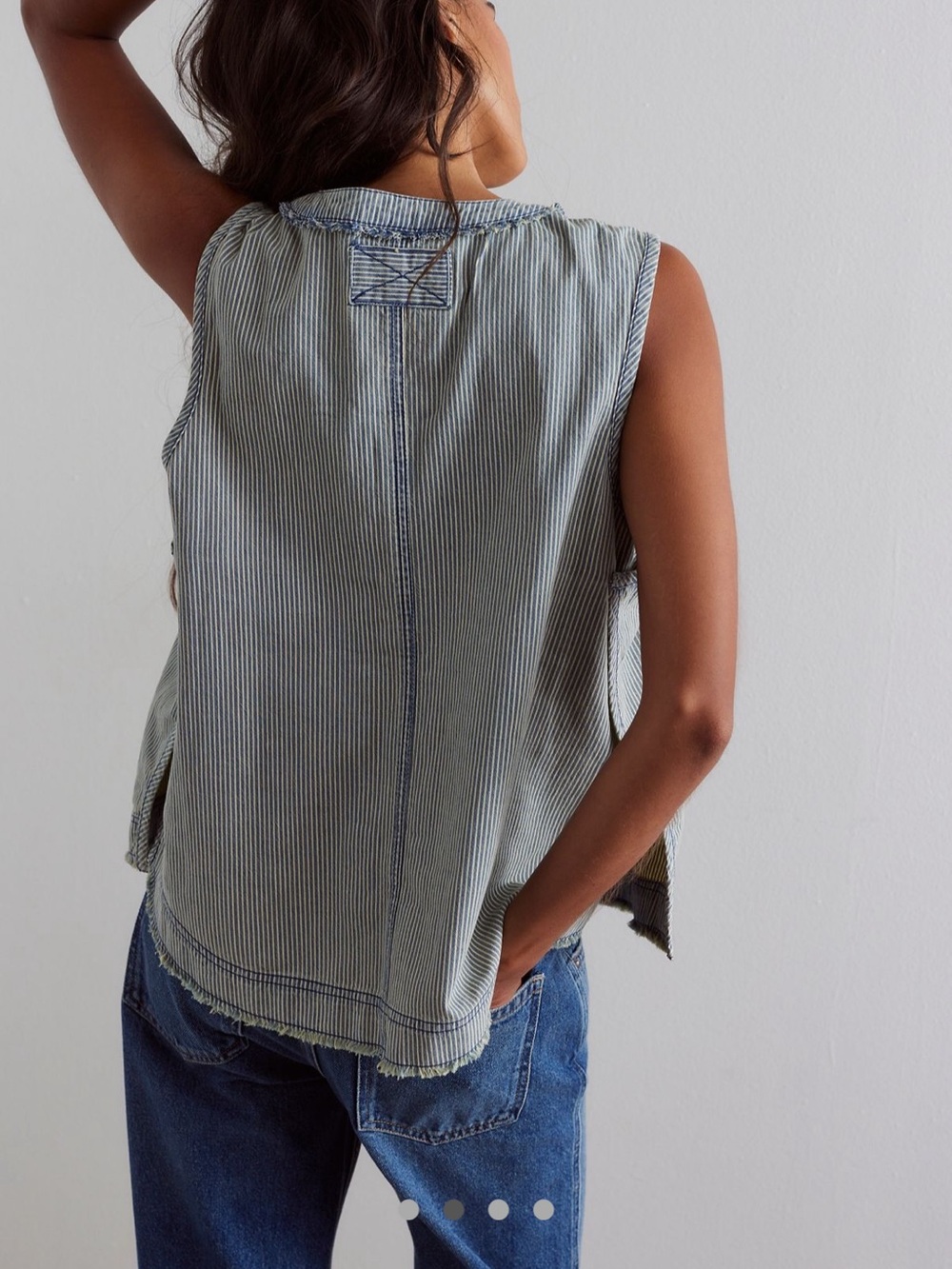 We the Free Free People South Side Shirt Indigo Stripes Size Medium - Picture 2 of 4
